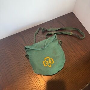 Green Crossbody Bag with‎ Yellow Logo